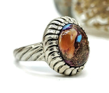 Load image into Gallery viewer, Oval Oyster Turquoise Ring, Camouflage Stone, Size 7, Sterling Silver, Love Stone - GemzAustralia 
