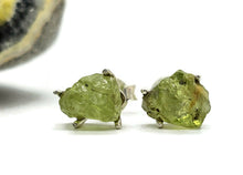 Load image into Gallery viewer, Raw Peridot studs, Sterling Silver, August Birthstone, Rough Peridot, Destiny Stone - GemzAustralia 
