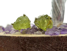 Load image into Gallery viewer, Raw Peridot studs, Sterling Silver, August Birthstone, Rough Peridot, Destiny Stone - GemzAustralia 