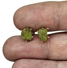 Load image into Gallery viewer, Raw Peridot studs, Sterling Silver, August Birthstone, Rough Peridot, Destiny Stone - GemzAustralia 