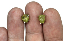 Load image into Gallery viewer, Raw Peridot studs, Sterling Silver, August Birthstone, Rough Peridot, Destiny Stone - GemzAustralia 