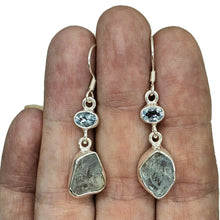 Load image into Gallery viewer, Blue Topaz &amp; Raw Aquamarine Earrings, March and December Birthstones, Sterling Silver - GemzAustralia 