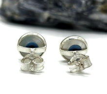 Load image into Gallery viewer, Hamsa Hand &amp; Naza Eye Earrings, Sterling Silver, Blue White Enamel, Universal Protection - GemzAustralia 