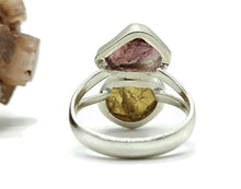 Load image into Gallery viewer, Pink &amp; Yellow Tourmaline Ring, Size 7, Sterling Silver, Rough Tourmaline, Raw Gemstones - GemzAustralia 