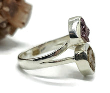 Load image into Gallery viewer, Pink &amp; Yellow Tourmaline Ring, Size 7, Sterling Silver, Rough Tourmaline, Raw Gemstones - GemzAustralia 