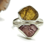Load image into Gallery viewer, Pink &amp; Yellow Tourmaline Ring, Size 7, Sterling Silver, Rough Tourmaline, Raw Gemstones - GemzAustralia 