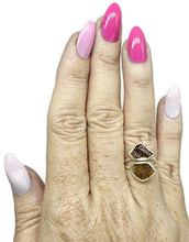 Load image into Gallery viewer, Pink &amp; Yellow Tourmaline Ring, Size 7, Sterling Silver, Rough Tourmaline, Raw Gemstones - GemzAustralia 