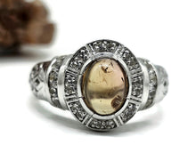 Load image into Gallery viewer, Dusty Pink Tourmaline Ring, Size S, Sterling Silver, oval cabochon Gemstone, Heart Chakra - GemzAustralia 