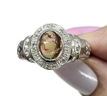 Load image into Gallery viewer, Dusty Pink Tourmaline Ring, Size S, Sterling Silver, oval cabochon Gemstone, Heart Chakra - GemzAustralia 