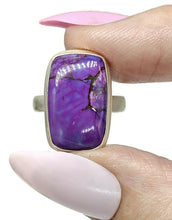 Load image into Gallery viewer, Purple Turquoise Ring, Size 5.5, Sterling Silver, Rectangle Shaped, Goddess Gem - GemzAustralia 