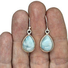 Load image into Gallery viewer, Teardrop Larimar Earrings, Blue &amp; White Stone, Dolphin Stone, Stone of Atlantis, Sterling - GemzAustralia 
