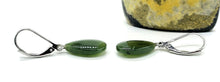 Load image into Gallery viewer, Canadian Jade Teardrop Earrings, Sterling Silver, Deep Green Nephrite Jade - GemzAustralia 