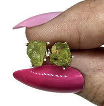 Load image into Gallery viewer, Raw Peridot studs, Sterling Silver, August Birthstone, Rough Peridot, Destiny Stone - GemzAustralia 