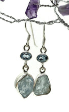 Load image into Gallery viewer, Blue Topaz &amp; Raw Aquamarine Earrings, March and December Birthstones, Sterling Silver - GemzAustralia 