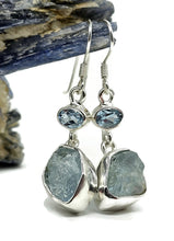 Load image into Gallery viewer, Blue Topaz &amp; Raw Aquamarine Earrings, March and December Birthstones, Sterling Silver - GemzAustralia 