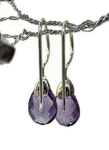 Load image into Gallery viewer, Amethyst Earrings, February Birthstone, 4.3 carats, Sterling Silver, Pear Shaped - GemzAustralia 