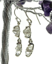 Load image into Gallery viewer, Herkimer Diamond Earrings, April Birthstone, Sterling Silver, Rough Gemstones - GemzAustralia 
