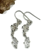 Load image into Gallery viewer, Herkimer Diamond Earrings, April Birthstone, Sterling Silver, Rough Gemstones - GemzAustralia 