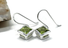 Load image into Gallery viewer, Peridot Earrings, 6 carats, Sterling Silver, Diamond Faceted, Green Gemstone - GemzAustralia 