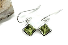 Load image into Gallery viewer, Peridot Earrings, 6 carats, Sterling Silver, Diamond Faceted, Green Gemstone - GemzAustralia 