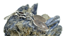 Load image into Gallery viewer, Rose Quartz &amp; Garnet Earrings, Sterling Silver, Double Drops, Romance Stone, Love Rock - GemzAustralia 
