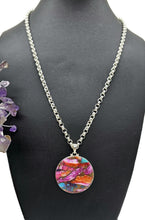 Load image into Gallery viewer, Statement Pink Opal &amp; Oyster Turquoise Pendant, Round, Sterling Silver, Copper Turquoise - GemzAustralia 