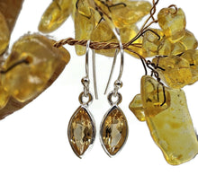 Load image into Gallery viewer, Citrine Earrings, Marquise Shaped, Sterling Silver, 5.8 Carats, November Birthstone - GemzAustralia 