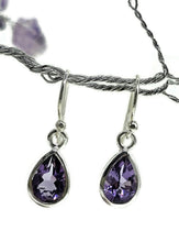 Load image into Gallery viewer, eardrop Amethyst Earrings, 925 Sterling Silver, bezel Set, Powerful Stone - GemzAustralia 
