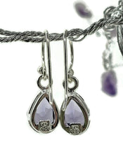 Load image into Gallery viewer, eardrop Amethyst Earrings, 925 Sterling Silver, bezel Set, Powerful Stone - GemzAustralia 