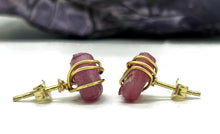 Load image into Gallery viewer, Raw Ruby Studs, July Birthstone, Gold Plated Sterling Silver, Rough Gemstones, Natural - GemzAustralia 