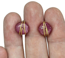 Load image into Gallery viewer, Raw Ruby Studs, July Birthstone, Gold Plated Sterling Silver, Rough Gemstones, Natural - GemzAustralia 