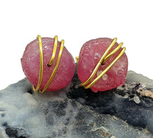 Load image into Gallery viewer, Raw Ruby Studs, July Birthstone, Gold Plated Sterling Silver, Rough Gemstones, Natural - GemzAustralia 