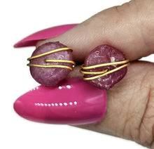 Load image into Gallery viewer, Raw Ruby Studs, July Birthstone, Gold Plated Sterling Silver, Rough Gemstones, Natural - GemzAustralia 