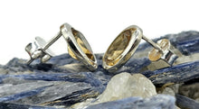 Load image into Gallery viewer, 6 Carat Citrine Studs, November Birthstone, Oval Faceted, Sterling Silver, Birthstone Studs - GemzAustralia 