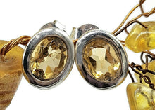 Load image into Gallery viewer, 6 Carat Citrine Studs, November Birthstone, Oval Faceted, Sterling Silver, Birthstone Studs - GemzAustralia 