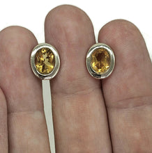 Load image into Gallery viewer, 6 Carat Citrine Studs, November Birthstone, Oval Faceted, Sterling Silver, Birthstone Studs - GemzAustralia 