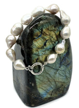 Load image into Gallery viewer, Baroque Pearl Bracelet, June Birthstone, 925 Sterling Silver, White Pink Baroque Pearl - GemzAustralia 