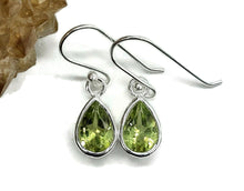 Load image into Gallery viewer, Peridot Earrings, August Birthstone, Sterling Silver, Pear Shaped, Genuine Gemstones - GemzAustralia 