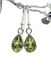 Load image into Gallery viewer, Peridot Earrings, August Birthstone, Sterling Silver, Pear Shaped, Genuine Gemstones - GemzAustralia 