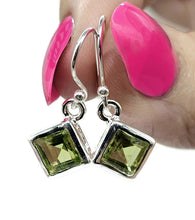 Load image into Gallery viewer, Peridot Earrings, 6 carats, Sterling Silver, Diamond Faceted, Green Gemstone - GemzAustralia 