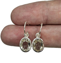 Load image into Gallery viewer, Green Amethyst Earrings, 5 carats, Sterling Silver, Prasiolite Gemstone, Oval Faceted - GemzAustralia 