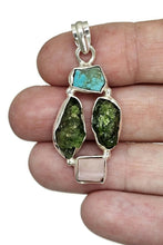 Load image into Gallery viewer, Turquoise, Chrome Diopside &amp; Pink Opal Pendant, Sterling Silver, Protection Stone - GemzAustralia 