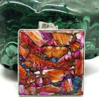 Load image into Gallery viewer, Oyster Turquoise Pink Opal Pendant, Square, Sterling Silver, Copper Turquoise, Love Stone - GemzAustralia 