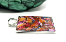 Load image into Gallery viewer, Oyster Turquoise Pink Opal Pendant, Square, Sterling Silver, Copper Turquoise, Love Stone - GemzAustralia 