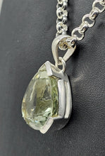 Load image into Gallery viewer, Prasiolite Pendant in a Pear Design, Green Amethyst Gemstone, 30 carats, Sterling Silver - GemzAustralia 