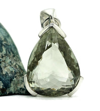 Load image into Gallery viewer, Prasiolite Pendant in a Pear Design, Green Amethyst Gemstone, 30 carats, Sterling Silver - GemzAustralia 