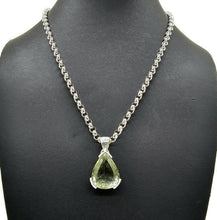 Load image into Gallery viewer, Prasiolite Pendant in a Pear Design, Green Amethyst Gemstone, 30 carats, Sterling Silver - GemzAustralia 
