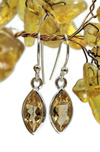 Load image into Gallery viewer, Citrine Earrings, Marquise Shaped, Sterling Silver, 5.8 Carats, November Birthstone - GemzAustralia 