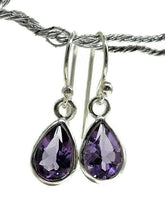 Load image into Gallery viewer, eardrop Amethyst Earrings, 925 Sterling Silver, bezel Set, Powerful Stone - GemzAustralia 