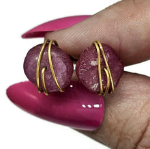 Load image into Gallery viewer, Raw Ruby Studs, July Birthstone, Gold Plated Sterling Silver, Rough Gemstones, Natural - GemzAustralia 
